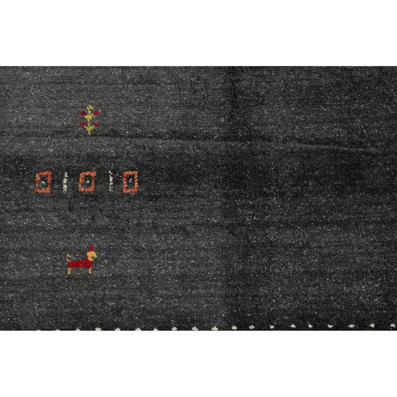 Hand Knotted Oriental 100% Wool Carpet Tribal Animal Pictorial Greys & Charcoal Gabbeh Area Rug - 7' 11'' X 8' 0''