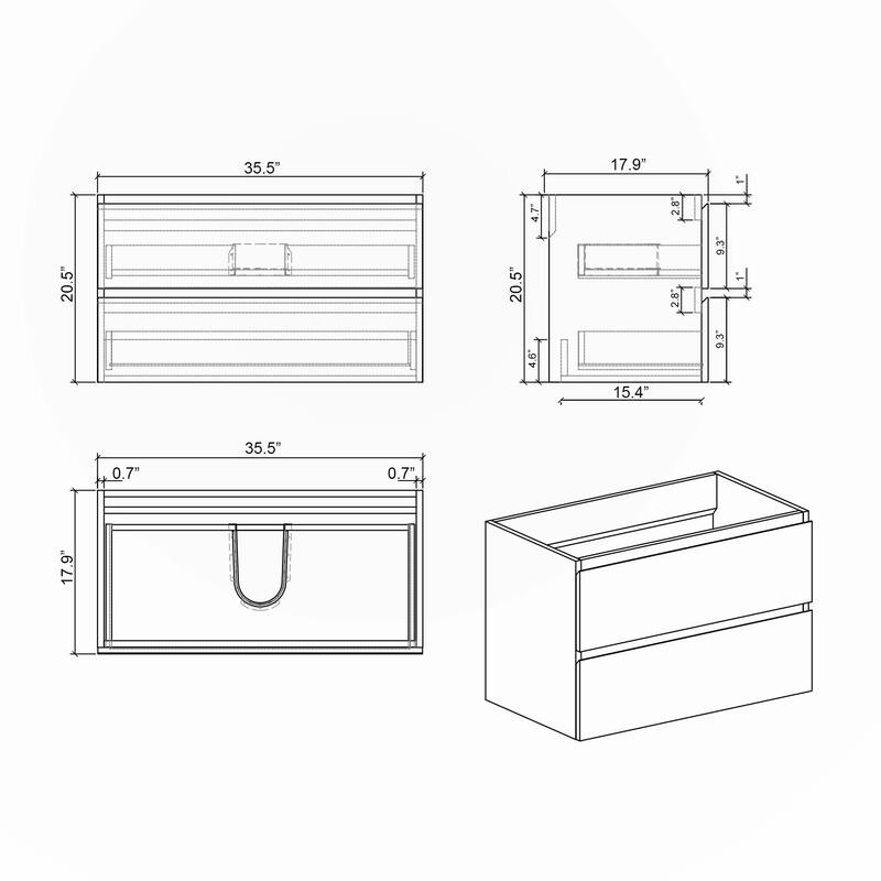 36" White Bathroom Vanity with Sink,Pre-assembled