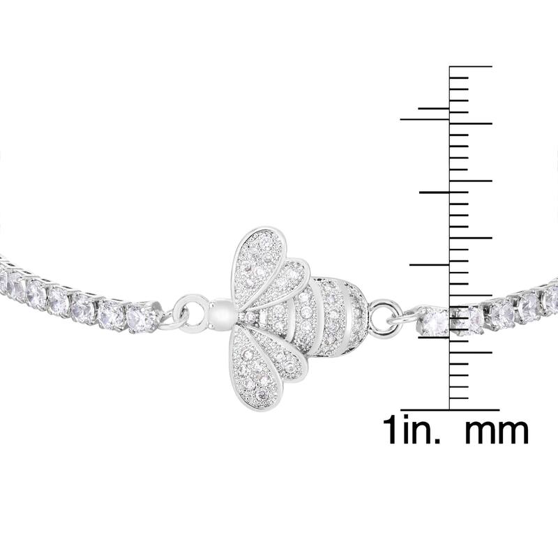 Victoria Townsend Silver Plated Cubic Zirconia Bee Adjustable Bracelet