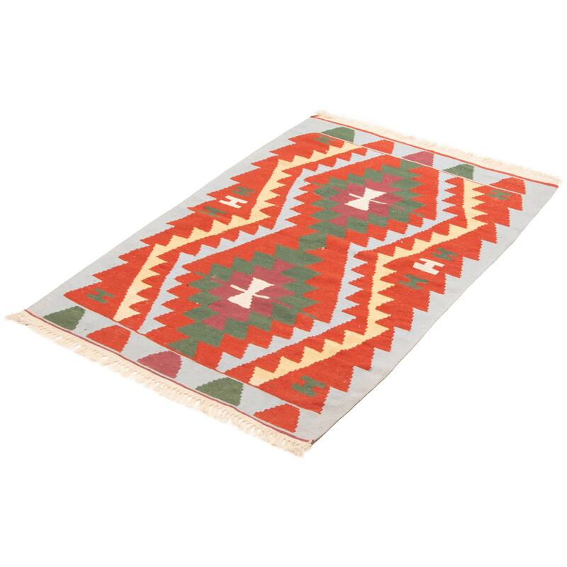 ECARPETGALLERY Flat-Weave Sivas Red Wool Kilim - 4'0 x 5'10