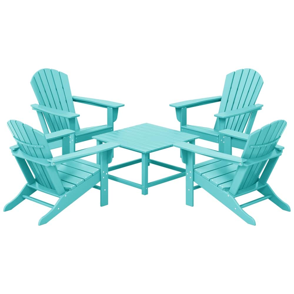 Altura Outdoor 5-Piece Adirondack Chair With Square Coffee Table Conversation Set