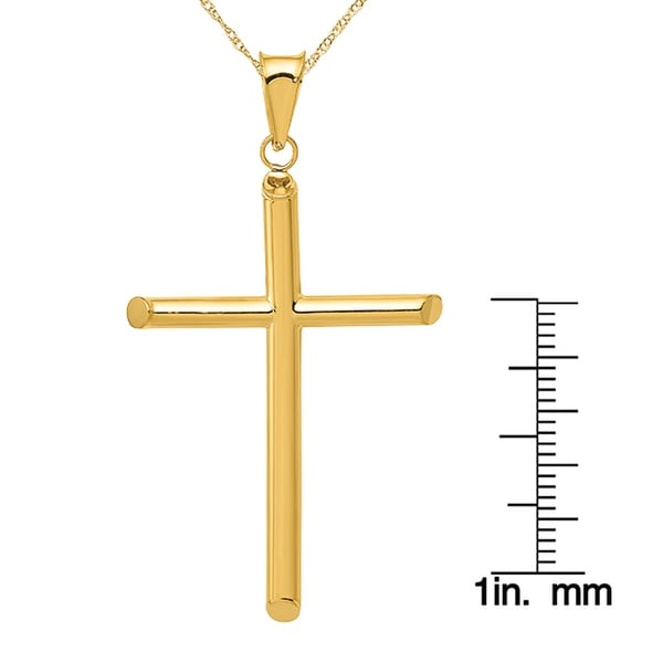 14K Yellow Gold Shiny-Cut with Arrow Cross Pendant