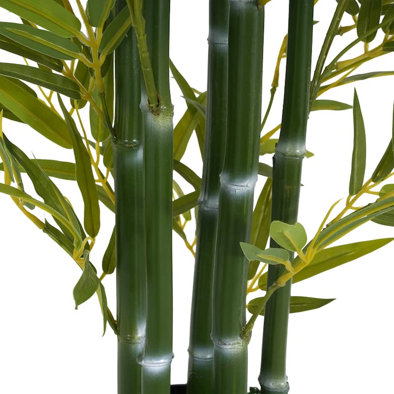 Roomfitters 5 Ft Artificial Bamboo Tree Set of 2, Tall Faux Indoor Plants with Black Plastic Pots for Home Decor, Green