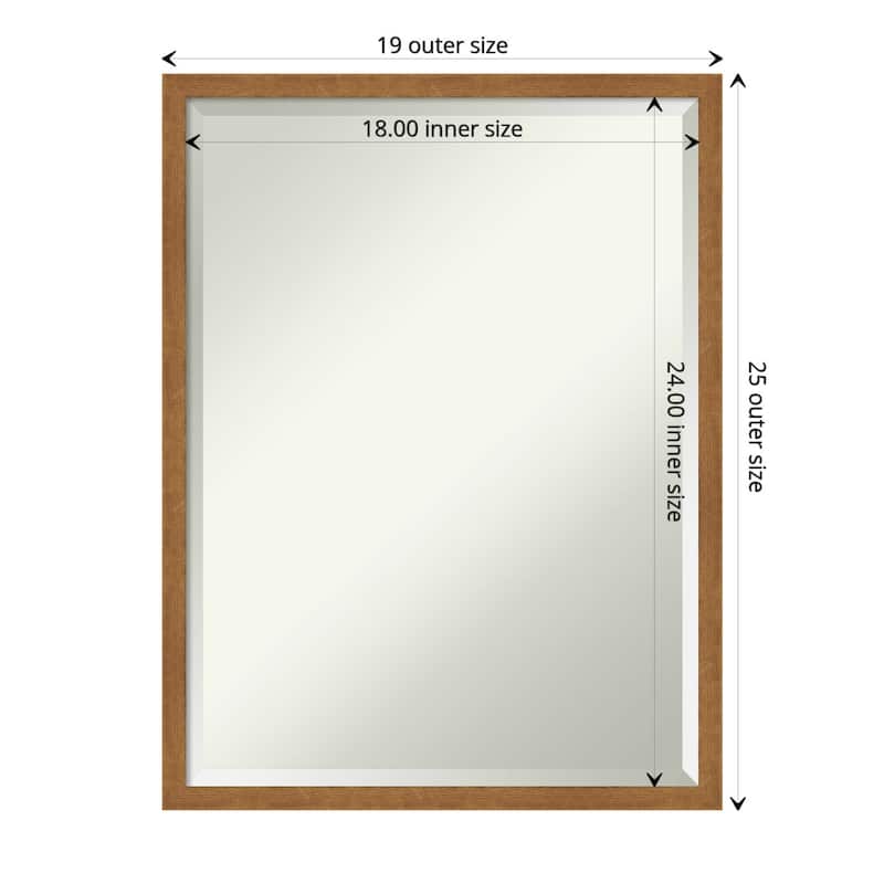 Beveled Wood Bathroom Wall Mirror - Carlisle Blonde Narrow Frame - Carlisle Blonde Narrow - Outer Size: 19 x 25 in