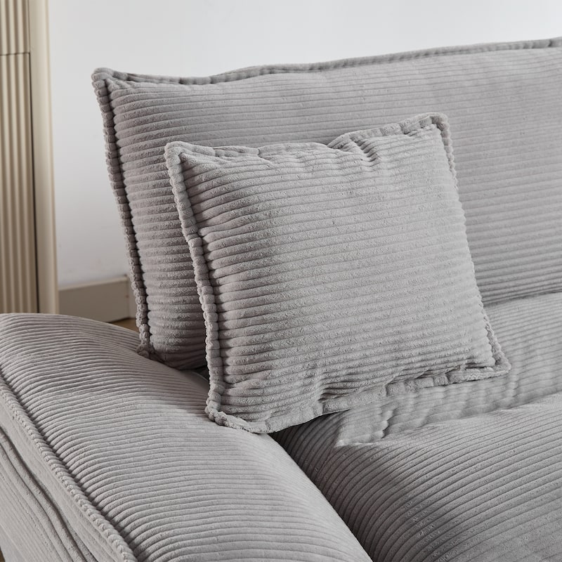 Corduroy Upholstered Loveseat Sofa, 2 Seater Sofa with Pillows, Deep Seat Sectional Sofa with Removable Cushions