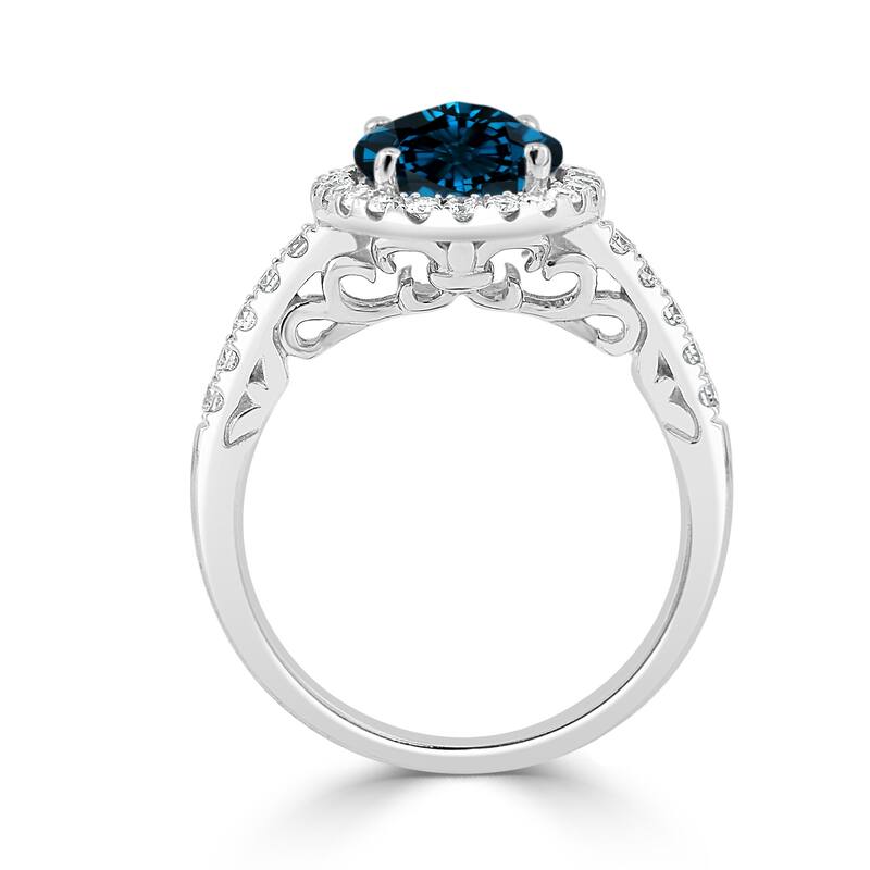 Auriya 3ct Oval London Blue Topaz and Halo Diamond Engagement Ring 3/8ctw 14k Gold