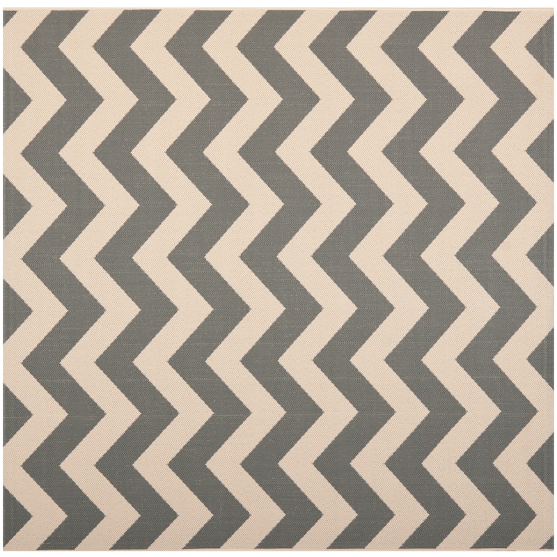 SAFAVIEH Courtyard Reeta Indoor/ Outdoor Waterproof Patio Backyard Rug - 7'10" Square - Grey/Beige