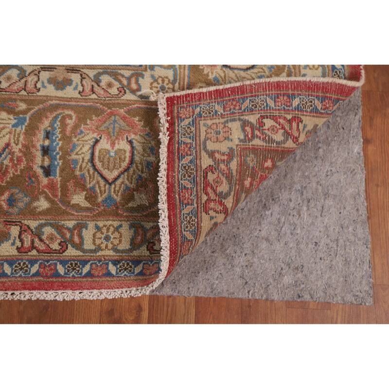 Hand Knotted Oriental 100% Wool Carpet Traditional Floral Pink Mashad Area Rug - 12' 10'' X 9' 7''