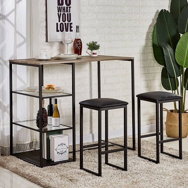 Shop Vecelo Home Kitchen Bar Table Sets Counter Dining Table Sets 3pcs 2 Options On Sale Overstock 26054893