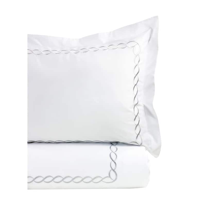 Home Sweet Home Collection 600 Thread Count Cotton Rope Embroidery Duvet Set - Grey - Twin - Twin XL