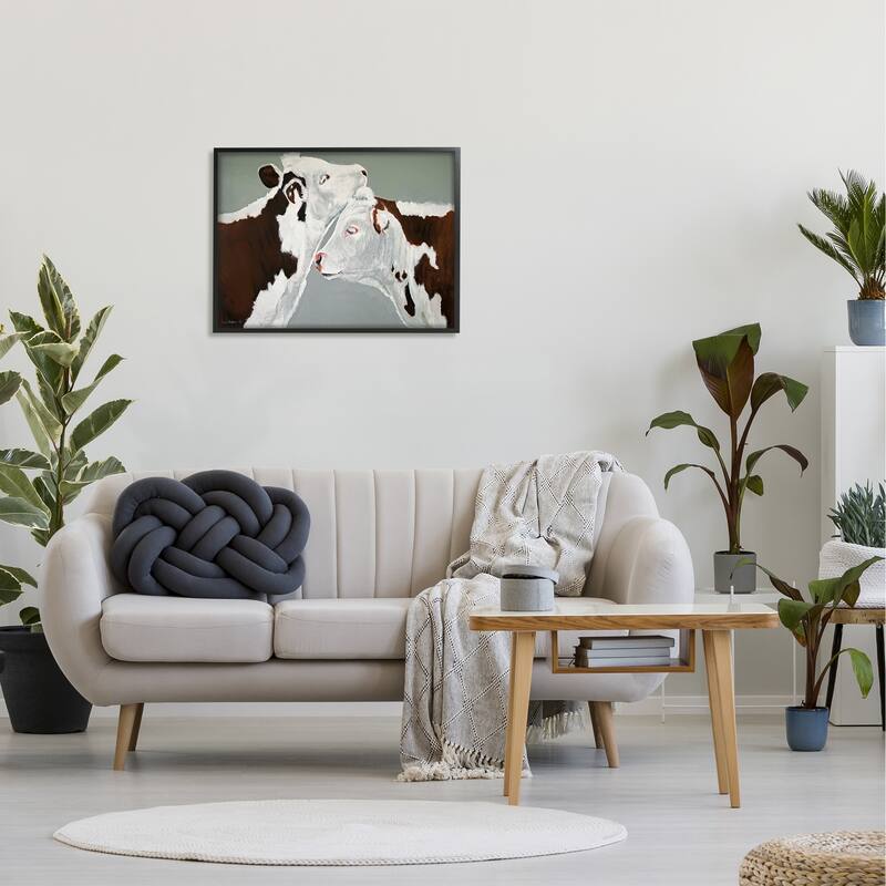 Stupell Cow Couple Green and Brown Painting, 11 x 14, Proudly Made in USA - Multi-Color