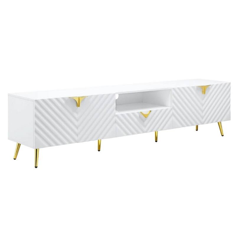 Tyra 79 Inch Modern TV Media Entertainment Center, 2 Doors - 79 L x 17 W x 20 H Inches - white