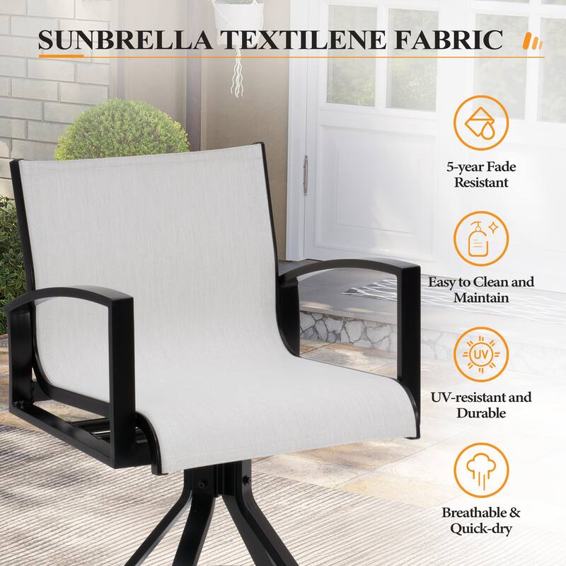 Outdoor Swivel Bar Stools Sunbrella Textilene Aluminum Patio Bar Chairs