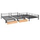 preview thumbnail 5 of 12, Full Over Twin & Twin Bunk Bed, Metal Triple Bunk Bed with Drawers and Guardrails