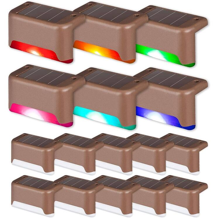 Solar Deck Lights Outdoor 16 Pack, Solar Step Lights - 16-Color Changing