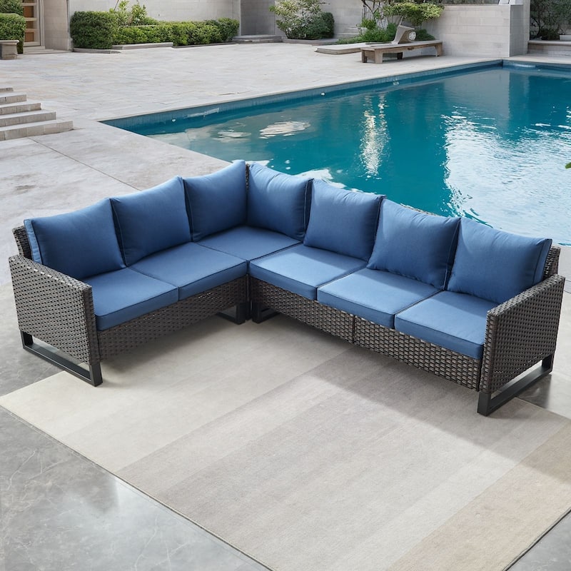 Gymojoy L-Shaped Outdoor Corner Sectional Sofa 6-seats Couch Conversation Set