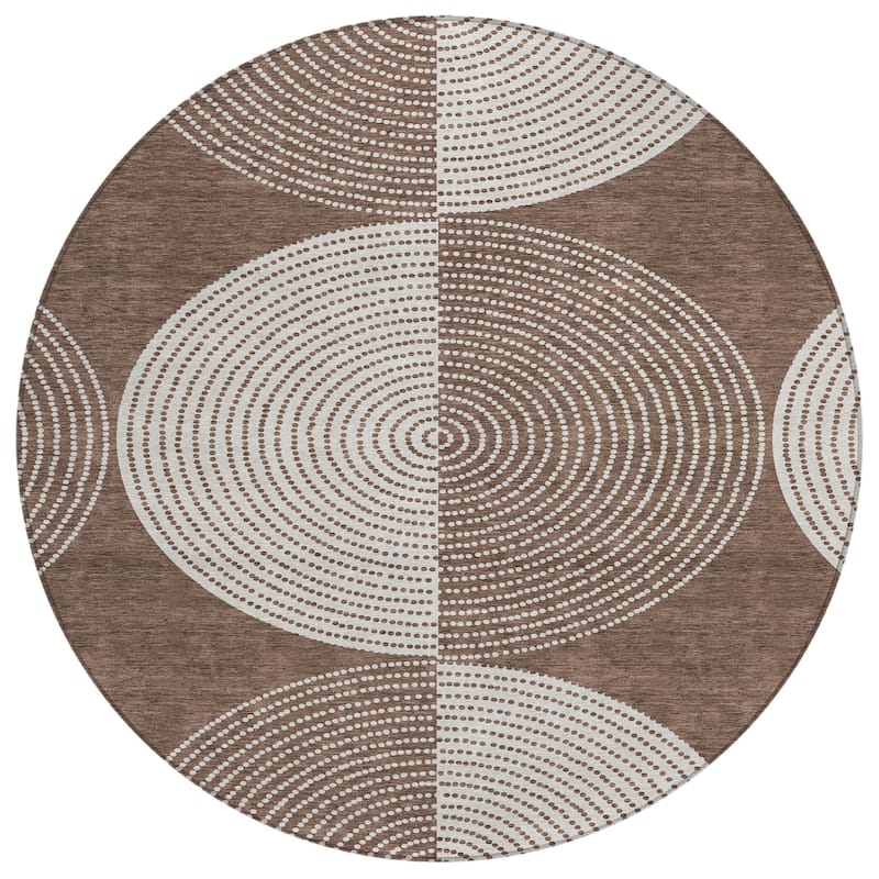 Machine Washable Indoor/ Outdoor Geo Circles Chantille Rug