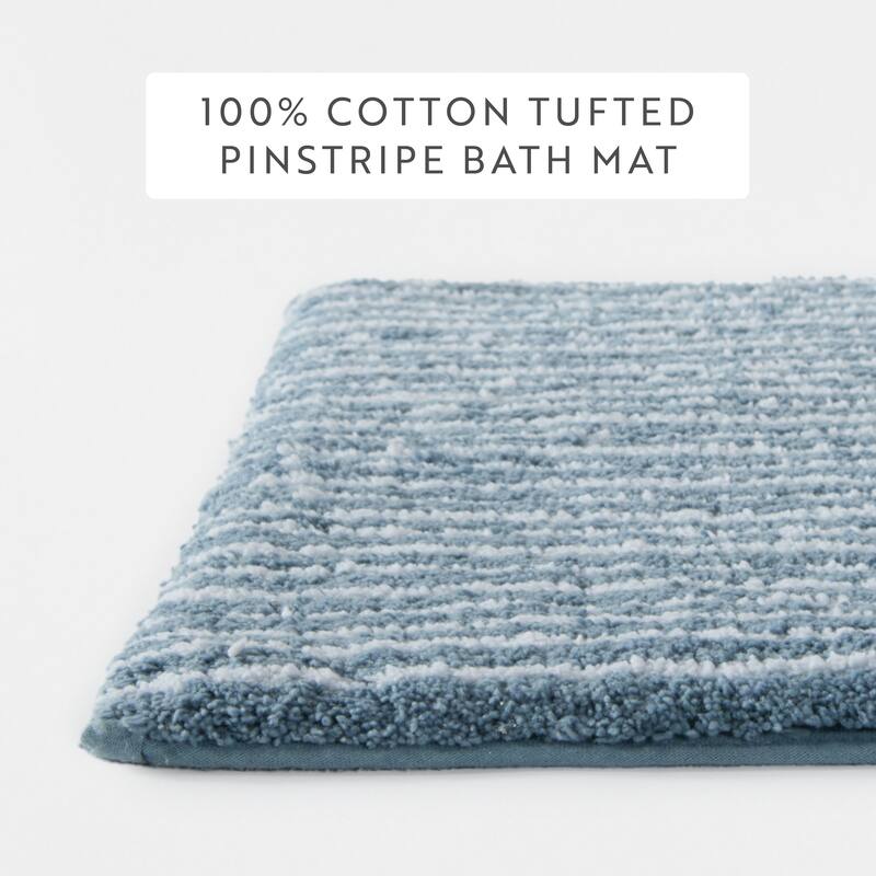 Becky Cameron 100% Cotton Pinstripe Patterned Bath Mat