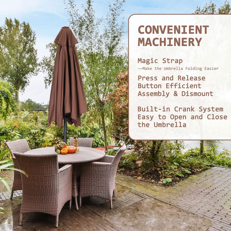 Autlaycil 7.5FT Solar Patio Umbrella with Base and Tilt,Crank
