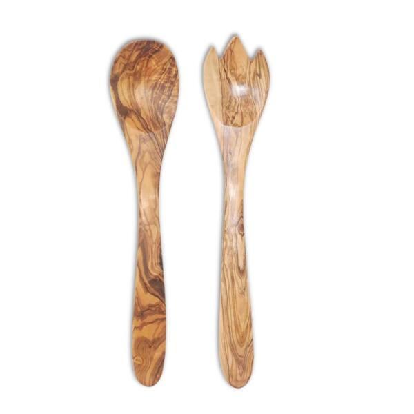 BeldiNest Handmade Olive Wood Utensil Set of 2 Salad Server (Spoon and