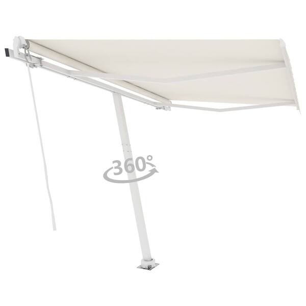 slide 1 of 12, vidaXL Freestanding Manual Retractable Awning 118.1"x98.4" Cream