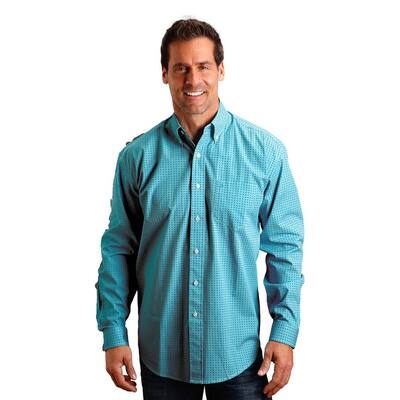 Stetson Western Shirt Mens L/S Geo Button Green 11-001-0526-0374 GR