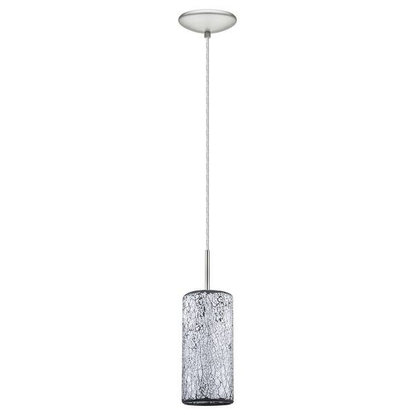 slide 2 of 2, Eglo Croco 1-Light Satin Nickel Mini Pendant with Mosaic Black Glass