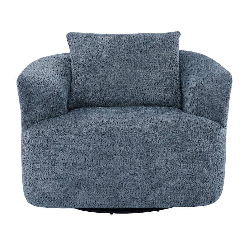 Upholstered Swivel Barrel Chair with Pillow