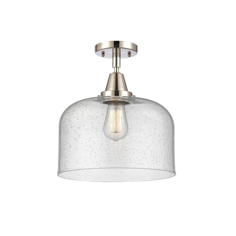 Innovations Lighting Caden Bell - 1 Light 12" Flush Mount - Polished Nickel/Seedy