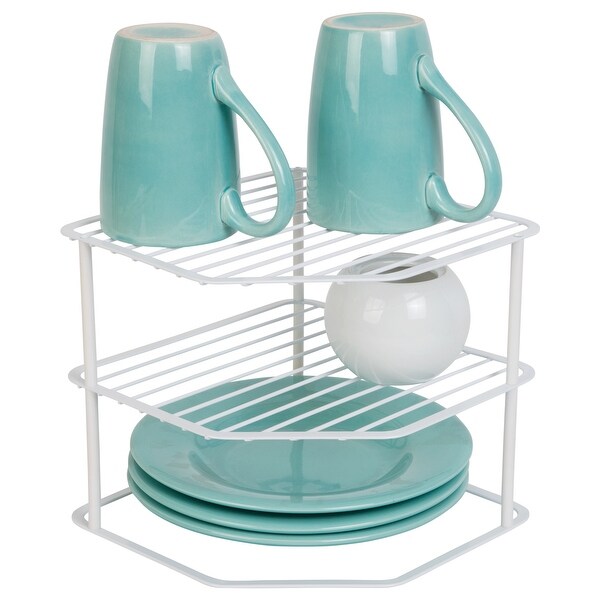 Smart Design 3-Tier Kitchen Corner Shelf Rack - White