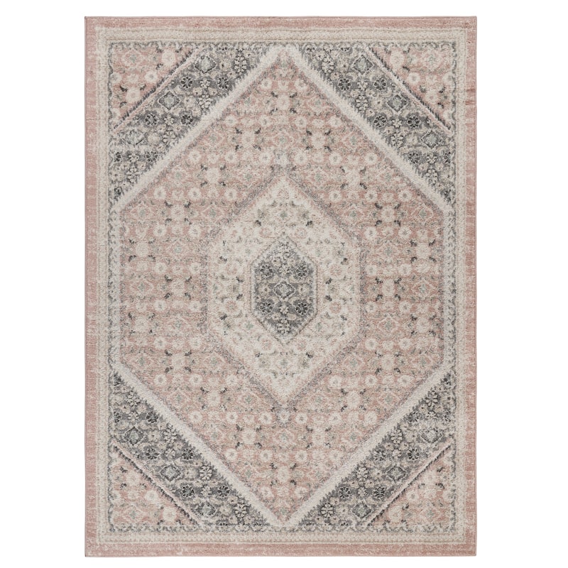 Sevita Maeve Traditional Bordered Medallion Performance Indoor Area Rug - 7'9" x 9'5"