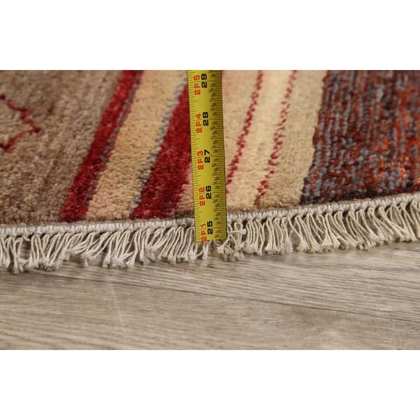 dimension image slide 2 of 3, Striped Gabbeh Kashkoli Area Rug Wool Handmade Oriental Carpet - 7'9" x 8'2" Round