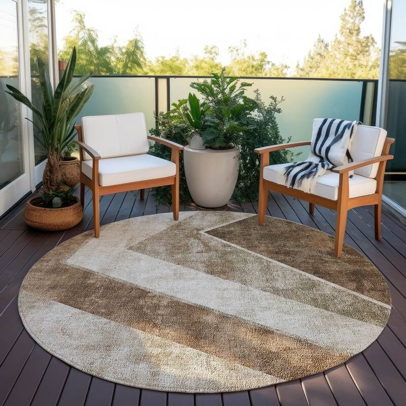 Machine Washable Indoor/ Outdoor Chantille Modern Geometric Rug