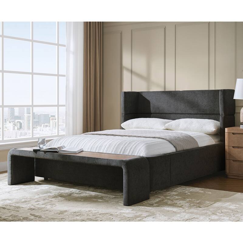 Kenneth Mordern Upholstered Bed with Four Interchangeable Configurations and Bed Tabled by HULALA HOME