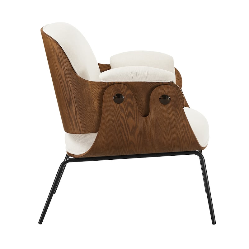 Art Leon Mid-Century Modern Fabric and Wood Accent Arm Chair
