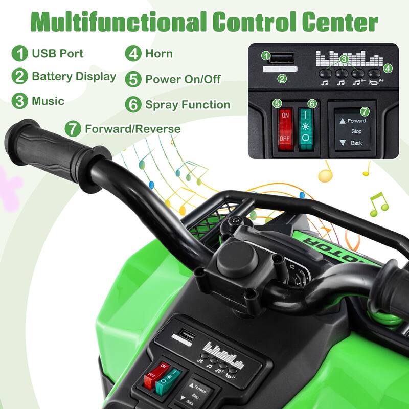 Costway 6V Toddler Ride On Electric Car ATV with Lights & Music & USB - See Details