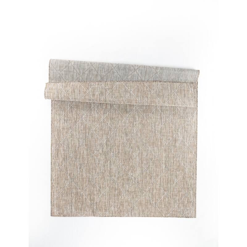 Larissa Collection Geometric Beige/Cream Indoor/Outdoor Area Rug
