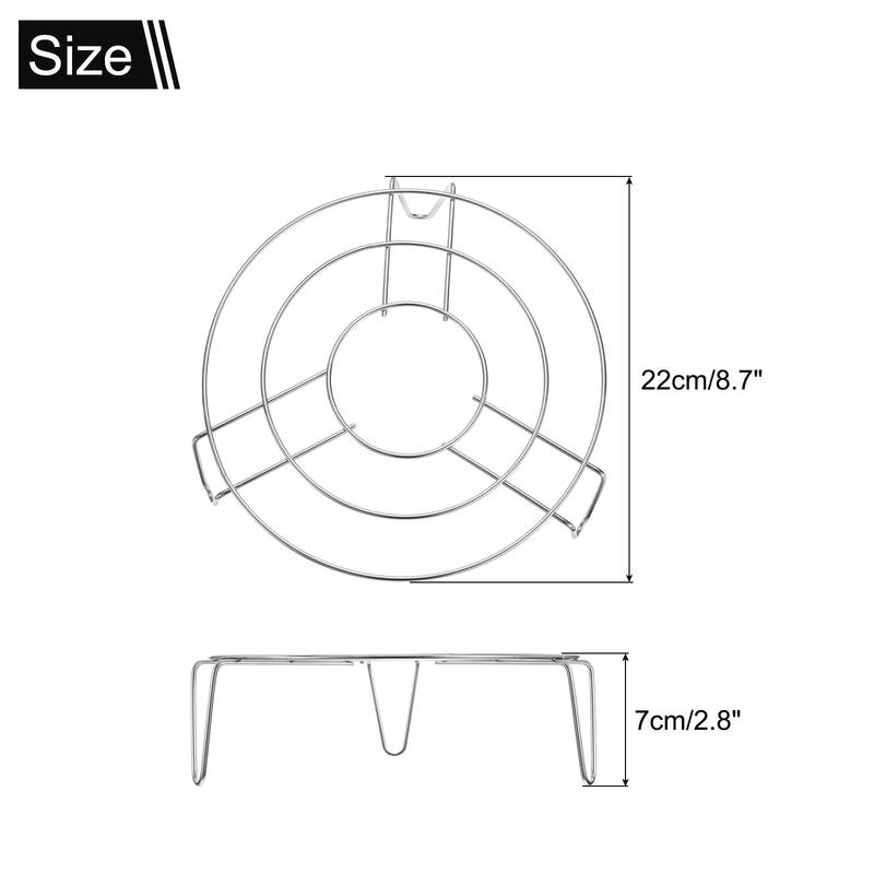 3pcs Round Cooking Rack Stainless Steel for Cooking - Silver - 8.7"x2.8"