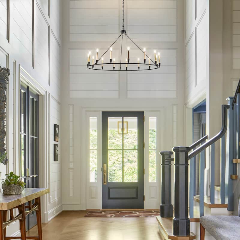 15-Light Wagon Wheel Chandelier Farmhouse Chandelier Traditional Chandelier for Dining Room - 15Light