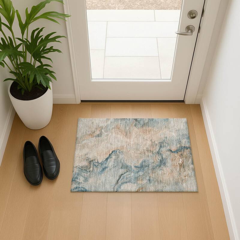 Premium Washable Super Soft Modern Mayfield Rug - Teal - 1'8" x 2'6"