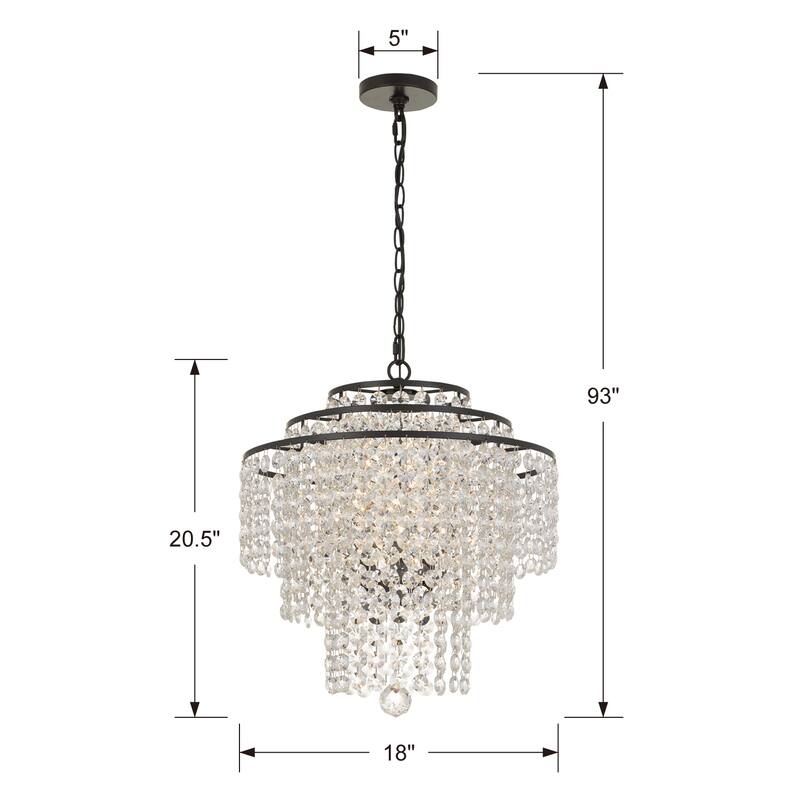 Arielle Crystal 18" wide Bronze Chandelier - 18'' W x 20.36'' H