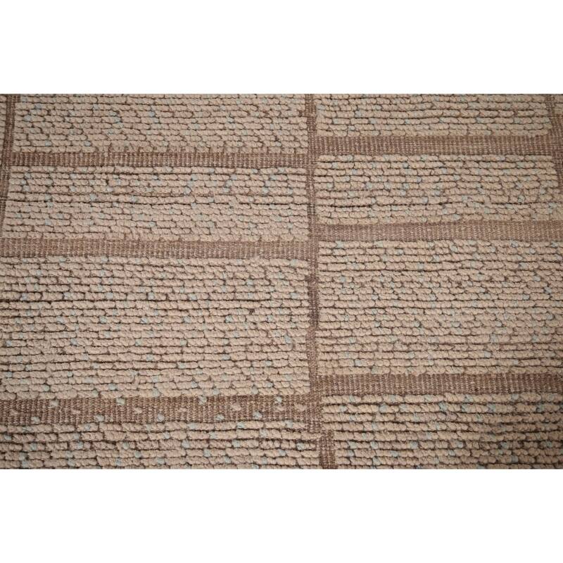 All-Over Striped Moroccan Area Rug Hand-Knotted Wool Carpet - 6'2"x 9'4"