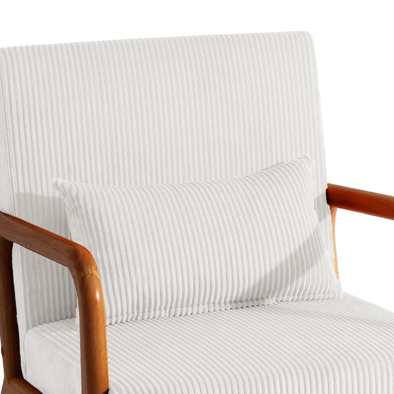 25" W Mid Century Upholstered Wood Accent Chair with Pillow