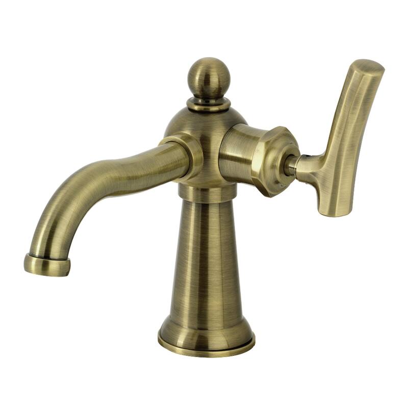 Kingston Brass Hallerbos Single-Handle 1-Hole Deck Mount Bathroom Faucet with Drain - Antique Brass