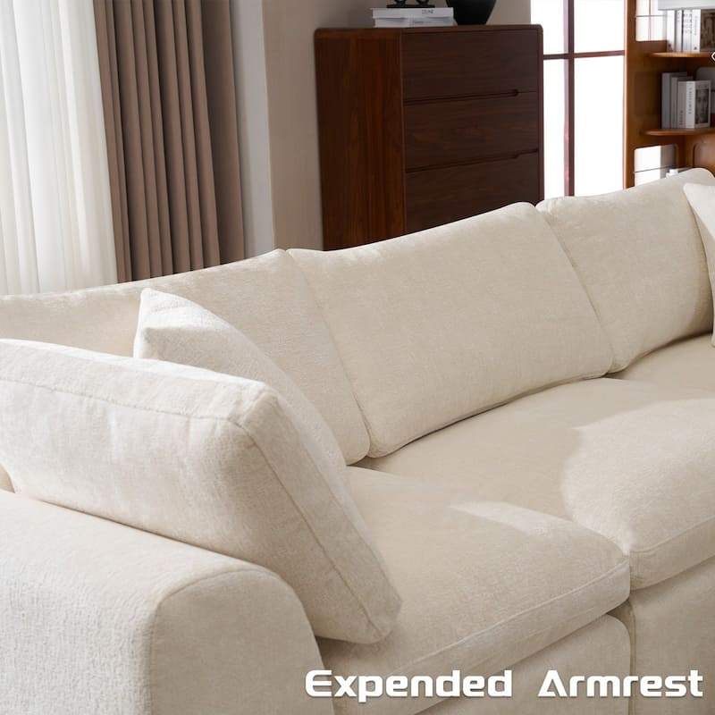 138.98" Modular Chenille U-shaped Sectional Sofa with Ottoman