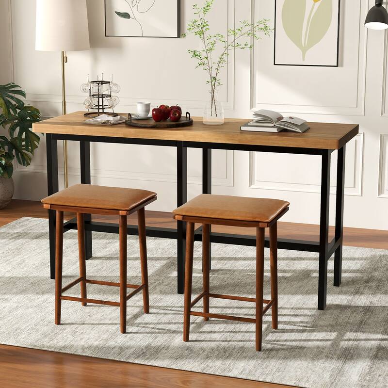 Gymax 25.5'' Barstool Set of 4 Counter Height Dining Stools w/