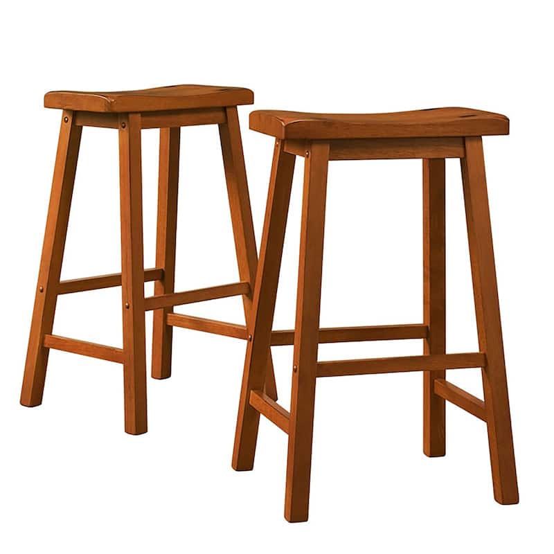 Salvador Saddle 29-inch Counter Height Backless Stools (Set of 2) by iNSPIRE Q Bold - Honey Oak