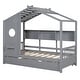 preview thumbnail 6 of 14, Twin Size House Bed Kids Safty Platform Bed Wooden Bed Frame with 3 Storage Shelf & Twin Size Trundle, Semi-Enclosed Design