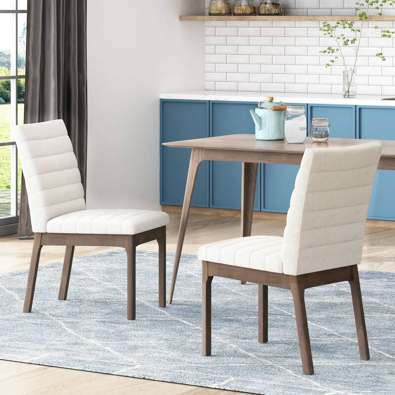 2-Piece Kitchen Upholstered Dining Chair Set with Solid Wood Legs