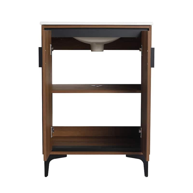 Beingnext 24"/30" Bathroom Vanity with Sink, Freestanding Bathroom Vanity with Soft Close Door and Adjustable Shelf